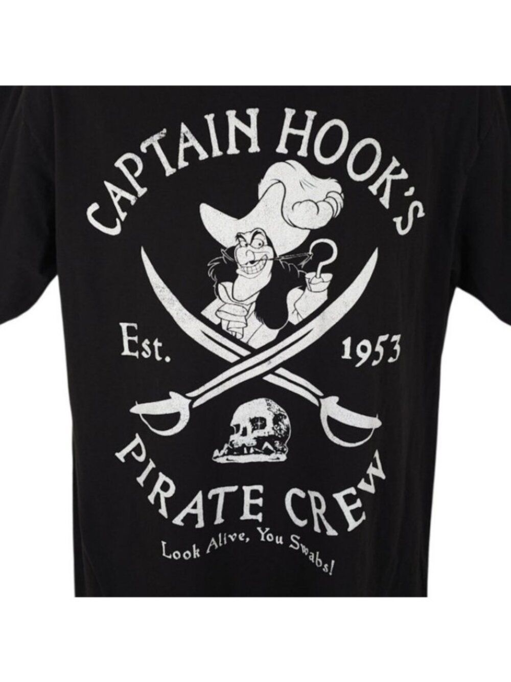 Captain Hook T Shirt Mens Size Large Black Pirate Crew Disney Villain Peter Pan